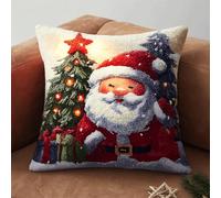 kitphoenix Kit de coussin à crochet à loquet Noël 43x43 cm - Kit de broderie DIY avec housse et taie d’oreiller pour adultes et enfants -7