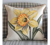 kitphoenix Kit de Coussin à Crochet Latch Hook 43x43 cm,Narcisse,Kit de Tapisserie avec Toile Imprimée et Fils,DIY Housse de Coussin Thème Noël pour Adultes et Enfants