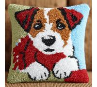 kitphoenix Kit de Coussin au Point Noué Complet 43x43cm,Jack Russell Terrier,Loquet Crochet de Qualité pour Débutants,Activité Manuelle Relaxante et Décoration Intérieure Élégante