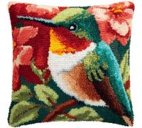 kitphoenix Kit De Coussin Avec Crochet À Loquet Colibri Kits De Coussins Avec Crochet,Kit Tapis Point Noué À Faire Pour Enfants Adultes Débutants,Artisanat Créatif 43X43Cm