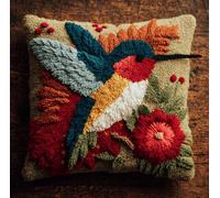 kitphoenix Kit De Coussin Avec Crochet À Loquet Colibri Kits De Coussins Avec Crochet,Kit Tapis Point Noué À Faire Pour Enfants Adultes Débutants,Artisanat Créatif 43X43Cm