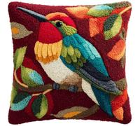 kitphoenix Kit De Coussin Avec Crochet À Loquet Colibri Kits De Coussins Avec Crochet,Kit Tapis Point Noué À Faire Pour Enfants Adultes Débutants,Artisanat Créatif 43X43Cm