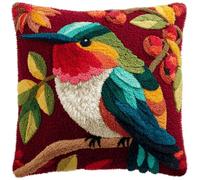 kitphoenix Kit De Coussin Avec Crochet À Loquet Colibri Kits De Coussins Avec Crochet,Kit Tapis Point Noué À Faire Pour Enfants Adultes Débutants,Artisanat Créatif 43X43Cm