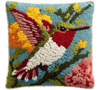 kitphoenix Kit De Coussin Avec Crochet À Loquet Colibri Kits De Coussins Avec Crochet,Kit Tapis Point Noué À Faire Pour Enfants Adultes Débutants,Artisanat Créatif 43X43Cm
