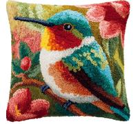 kitphoenix Kit De Coussin Avec Crochet À Loquet Colibri Kits De Coussins Avec Crochet,Kit Tapis Point Noué À Faire Pour Enfants Adultes Débutants,Artisanat Créatif 43X43Cm