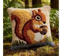 kitphoenix Kit De Coussin Avec Crochet À Loquet Écureuil 43×43 Cm Création De Tapis Et Canvas, Point Noué À Faire Pour Débutants, Adultes Ou,Latch Hook Canevas Coussin Point