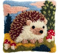 kitphoenix Kit De Coussin Avec Crochet À Loquet Hérisson Kits De Coussins Avec Crochet,Kit Tapis Point Noué À Faire Pour Enfants Adultes Débutants,Artisanat Créatif 43X43Cm