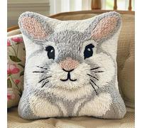 kitphoenix Kit de Coussin avec Crochet à Loquet Lapin Kit Coussin au Point Noué, 43×43CM création de Tapis et Canvas, Kit Tapis Point Noué,Tapis Point Noué Kit