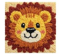 kitphoenix Kit De Coussin Avec Crochet À Loquet Lion 43×43 Cm Création De Tapis Et Canvas, Point Noué À Faire Pour Débutants, Adultes Ou,Latch Hook Canevas Coussin Point