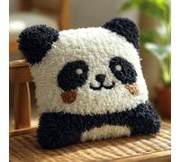 kitphoenix Kit De Coussin Avec Crochet À Loquet Panda 43×43 Cm Création De Tapis Et Canvas, Point Noué À Faire Pour Débutants, Adultes Ou,Latch Hook Canevas Coussin Point