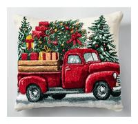 kitphoenix Kit de Coussin Crochet à Loquet Noël 43x43cm | Kit Latch Hook Canevas Point Noué avec Fil Pré-Coupé et Aiguille pour Débutants -1