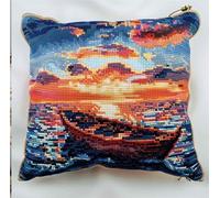 kitphoenix Kit De Crochet À Loquet Coussin Paysage De Bord De Mer Kit De Fabrication De Taie D'Oreiller Coussins 43Cmx43Cm