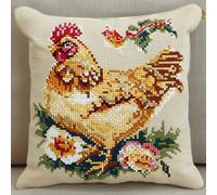 kitphoenix kit de crochet pour adulte et enfant,Poule de Noël,Kit De Coussin Avec Crochet À Loquet,Housse De Coussin Pour Décoration D'Intérieur,43x43 cm