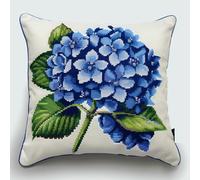 kitphoenix Kit de Punch Needle/Crochet à Loquet pour Coussin,Hortensia bleu,Modèle Imprimé 43x43 cm,DIY Tapisserie à Réaliser Soi-Même pour Décoration