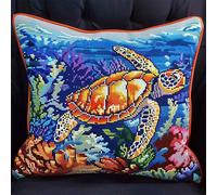 kitphoenix Kit De Tapis À Crochets,Kit Tapis Au Point Nouétortue De Mer 43Cm X 43Cm Kits De Crochet De Verrouillage For Adultes Débutants Bricolage,Pour La Décoration D'Oreillers Et De Coussi
