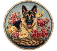 kitphoenix Kit De Tapis Au Crochet,Berger Allemand Pré-Imprimé,Broderie,Loisirs Créatifs Pour Adultes,Kits De Point De Croix À Faire Soi-Même,50X50Cm