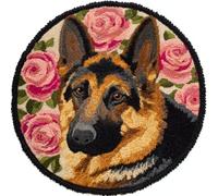 kitphoenix Kit De Tapis Au Crochet,Berger Allemand Pré-Imprimé,Broderie,Loisirs Créatifs Pour Adultes,Kits De Point De Croix À Faire Soi-Même,50X50Cm