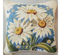 kitphoenix Kit de Tapisserie pour Coussin Fleur Kit Coussin au Point Noué, 43×43CM création de Tapis et Canvas, Kit Tapis Point Noué,Tapis Point Noué Kit