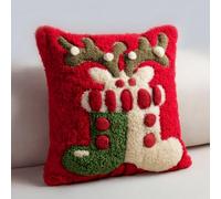 kitphoenix Kit Loquet Crochet 43x43cm pour Coussin,Bottes de Noël,Kit Point Noué Débutant DIY,Activité Manuelle Enfant Adulte,Décoration Maison et Loisir Créatif