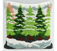 kitphoenix Kit Point Noué DIY pour Coussin de Noël 43x43 cm, Latch Hook Broderie pour Adultes Débutants - Cadeau et Décoration Fête -1