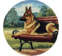 kitphoenix Kit Tapis Point Noué À Faire Pour Adultes,Berger Allemand Kits De Tapis À Crocheter Diy,Set De Fabrication De Coussin Avec Toile Imprimée,Cadeau,50X50Cm