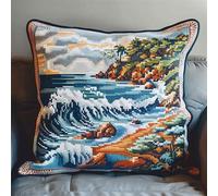 kitphoenix Loquet Crochet Taie D'Oreiller Faisant Des Kits Paysage De Bord De Mer Kit De Tapis À Crochets 43Cmx309Cm