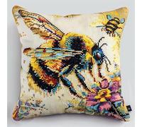 kitphoenix Set de Crochetage Coussin Abeille Kit Coussin au Point Noué, 43×43CM création de Tapis et Canvas, Kit Tapis Point Noué,Tapis Point Noué Kit