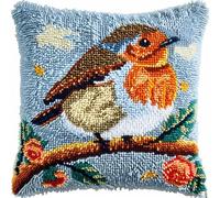 kitphoenix Set de Crochetage Coussin Oiseau Tapis DIY Broderie Kit Tapis Point Noué à Faire pour Débutants, Adultes ou Enfants,Latch Hook Canevas Coussin Point 43x43cm