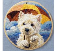 Kitquiver Animal Diy Crochet Kit Debutant Chien Blanc Avec Parapluie Kits De Crochet Pour La Décoration Intérieure. Kit De Crochets Pour Débutants，Enfants Et Adultes. 50x50cm