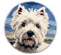 Kitquiver Animal Diy Crochet Kit Debutant Chien Blanc De Dessin Animé Kit De Crochet Pour Tapis，Idéal Pour La Décoration Intérieure. Kits De Crochets Pour Débutants，Enfants Et Adultes. 80x80cm