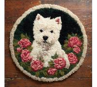 Kitquiver Animal Diy Crochet Kit Debutant Chien Blanc Et Roses Kits De Crochet Pour La Décoration Intérieure. Kit De Crochets Pour Débutants，Enfants Et Adultes. 50x50cm