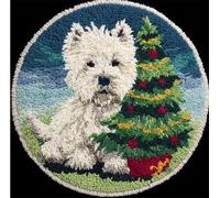 Kitquiver Animal Diy Crochet Kit Debutant Chien Blanc Et Sapin De Noël Kits De Crochet Pour La Décoration Intérieure. Kit De Crochets Pour Débutants，Enfants Et Adultes. 50x50cm