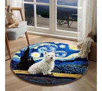 Kitquiver Animal Diy Crochet Kit Debutant Ciel Étoilé Et Chien Blanc Kits De Crochet Pour La Décoration Intérieure. Kit De Crochets Pour Débutants，Enfants Et Adultes. 50x50cm