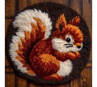 Kitquiver Animal Diy Crochet Kit Debutant Écureuil De Dessin Animé Kit De Crochet Pour Débutants，Tufting Kits Complet Tapis Tapisserie，Kits De Nouage Pour Adultes.80x80cm