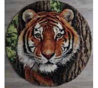 Kitquiver Animal Diy Crochet Kit Debutant Grand Arbre Et Tigre Kit De Crochet Pour Tapis，Idéal Pour La Décoration Intérieure. Kits De Crochets Pour Débutants，Enfants Et Adultes. 80x80cm