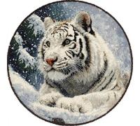 Kitquiver Animal Diy Crochet Kit Debutant Tigre Blanc Dans La Neige Kit De Crochet Pour Tapis，Idéal Pour La Décoration Intérieure. Kits De Crochets Pour Débutants，Enfants Et Adultes. 80x80cm