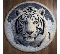 Kitquiver Animal Diy Crochet Kit Debutant Tigre Blanc Dans La Neige Kits De Crochet Pour La Décoration Intérieure. Kit De Crochets Pour Débutants，Enfants Et Adultes. 50x50cm