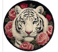 Kitquiver Animal Diy Crochet Kit Debutant Tigre Blanc Et Rose Kits De Crochet Pour La Décoration Intérieure. Kit De Crochets Pour Débutants，Enfants Et Adultes. 50x50cm