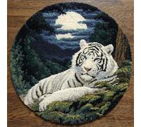 Kitquiver Animal Diy Crochet Kit Debutant Tigre Blanc Et Vue Nocturne Kits De Crochet Pour La Décoration Intérieure. Kit De Crochets Pour Débutants，Enfants Et Adultes. 50x50cm