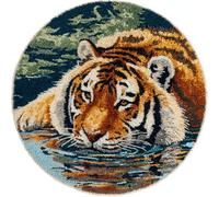 Kitquiver Animal Kits De Fabrication De Tapis Tigre Dans L'Eau Kits De Crochet Pour La Décoration Intérieure. Kit De Crochets Pour Débutants，Enfants Et Adultes. 50x50cm