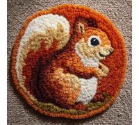 Kitquiver Animal Latch Hook Rug Kit Écureuil De Dessin Animé Kit De Fabrication De Tapis Diy-Toile Et Matériel De Crochet Pour Débutants Et Adultes-Loisirs Créatifs Et Travaux D'Aiguille 100x100cm