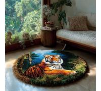 Kitquiver Animal Tapis Point Noué À Faire Tigre De La Forêt Kits De Crochet Pour La Décoration Intérieure. Kit De Crochets Pour Débutants，Enfants Et Adultes. 50x50cm