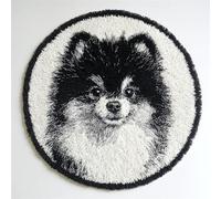 Kitquiver Chien Animal Latch Hook Rug Kit Poméranien Noir Et Blanc Kit De Crochet Pour Débutants，Tufting Kits Complet Tapis Tapisserie，Kits De Nouage Pour Adultes.100x100cm