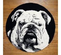 Kitquiver Chien Animal Tapis De Blocage Crochetbouledogue Noir Et Blanc Kit De Crochet Pour Débutants，Tufting Kits Complet Tapis Tapisserie，Kits De Nouage Pour Adultes.50x50cm