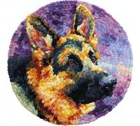 Kitquiver Chiens Animaux Latch Hook Kits Berger Allemand Coloré Kit De Broderie Au Crochet Pour Tapis，Idéal Pour Adultes Et Enfants. Décoration Murale. 100x100cm