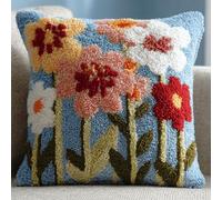 Kitquiver Coussin Au Crochet À Loquet Fleur Kit Crochet De Verrouillage Tapis 43X43Cm,Tapis Point,Set Coussin Diy Pour Et Adultes,Activité Manuelle