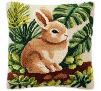 Kitquiver Coussin Au Crochet À Loquet Lapin Kit Crochet De Verrouillage Tapis 43X43Cm,Tapis Point,Set Coussin Diy Pour Enfants Et Adultes,Activité Manuelle