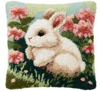 Kitquiver Coussin Au Crochet À Loquet Lapin Kit Crochet De Verrouillage Tapis 43X43Cm,Tapis Point,Set Coussin Diy Pour Enfants Et Adultes,Activité Manuelle