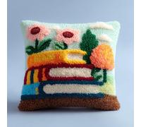 Kitquiver Coussin Au Crochet À Loquet Livre De Fleurs Kit Crochet De Verrouillage Tapis 43X43Cm,Tapis Point,Set Coussin Diy Pour Et Adultes,Activité Manuelle