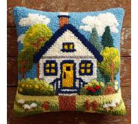 Kitquiver Coussin Au Crochet À Loquet Maisons Kit Crochet De Verrouillage Tapis 43X43Cm,Tapis Point,Set Coussin Diy Pour Enfants Et Adultes,Activité Manuelle